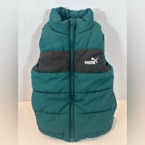 Puma Kids Green and Black Puffer Vest
